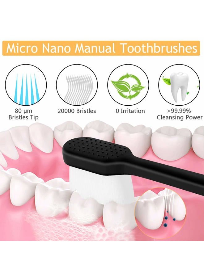 VEGOLS Adult Extra Soft Toothbrush with 20000 Soft Bristles, (Pack of 6) Micro Nano Manual Toothbrushes for Protect Sensitive Gums, Black/White - Image 4