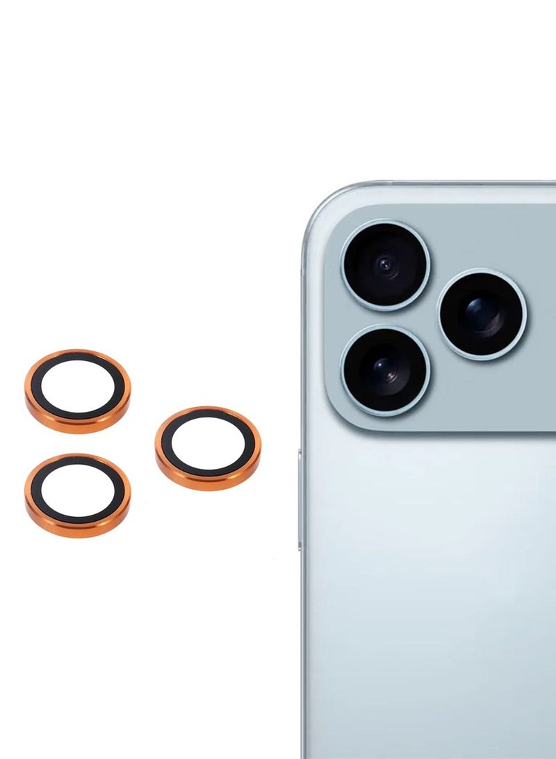 Wtech Apple iPhone 17 Pro Max 5G 2025 Premium Alloy Ring Camera Lens Tempered Glass Protector Shield (MLGICR) - Clear/Peachy Orange - Image 1