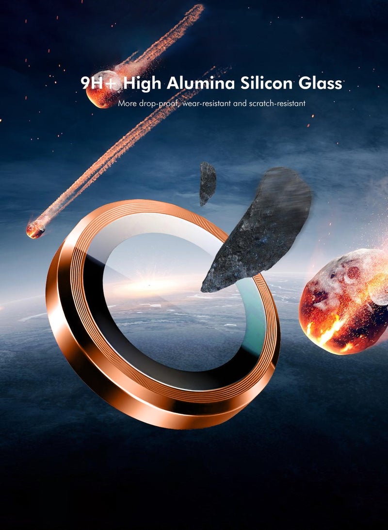 Wtech Apple iPhone 17 Pro Max 5G 2025 Premium Alloy Ring Camera Lens Tempered Glass Protector Shield (MLGICR) - Clear/Peachy Orange - Image 3