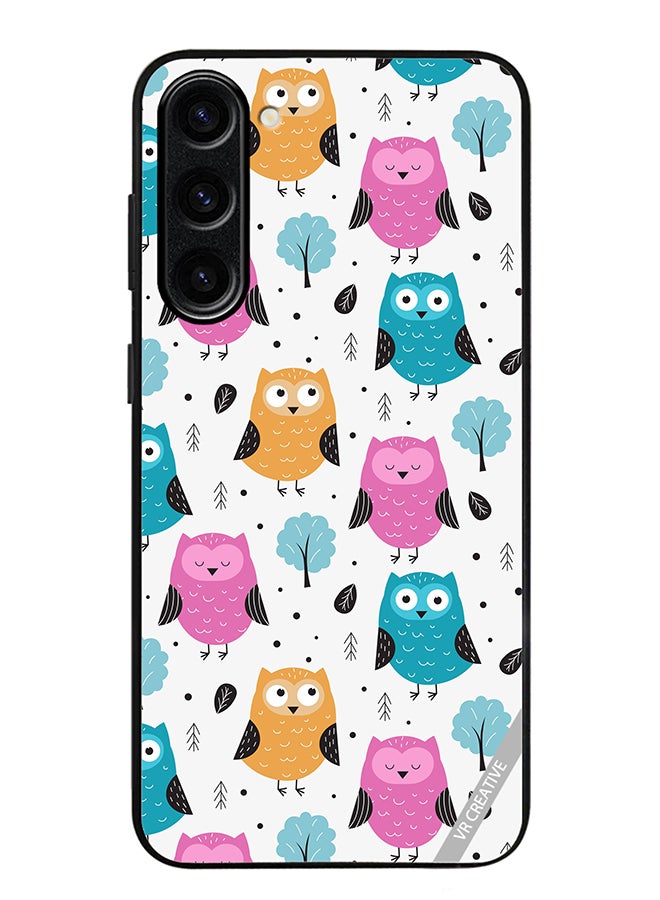 VR CREATIVE Protective Case Cover For Samsung Galaxy S24 Plus Owls Seamless Pattern Design Multicolour - Image 1