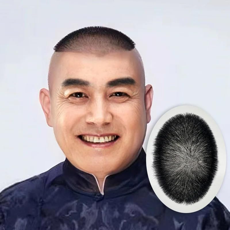 Ritzkart PU Thin Skin Small Transparent Hair Patch For Men Black Human Hair Lightweight Invisible Comfort Perfect for Party Casual Wear 8x6 Inch - Image 1