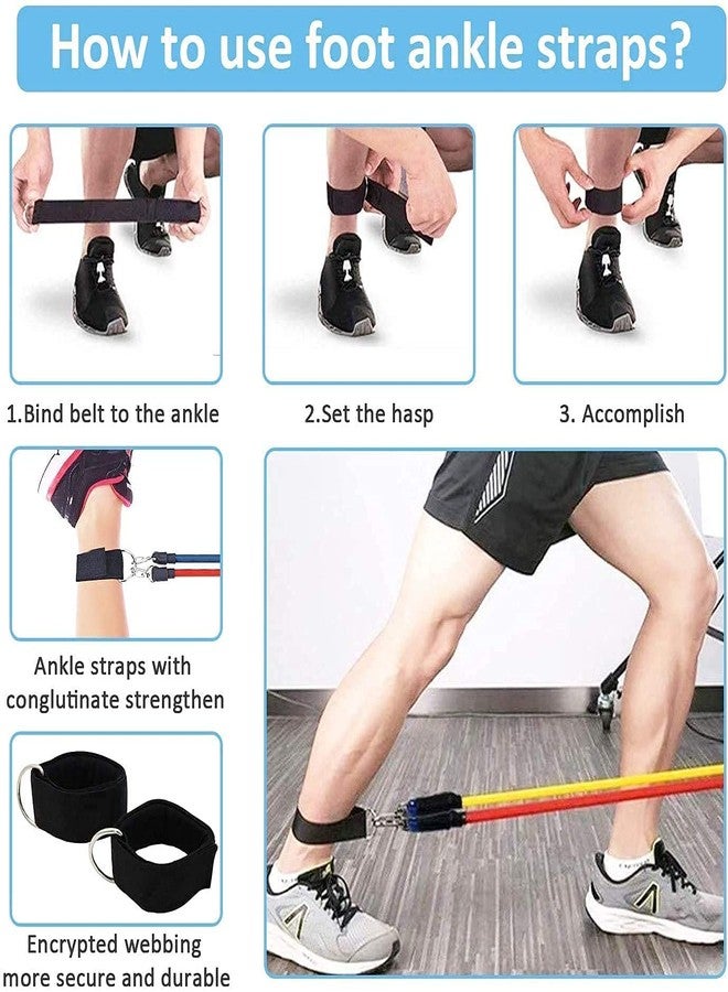UMADEV Resistance Bands Set for Exercise, Stretching and Workout Toning Tube Kit with Foam Handles, Door Anchor, Ankle Strap and Carry Bag for Men, Women - Image 5