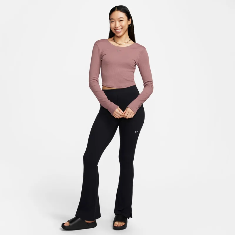 Nike Women's Sportswear Chill Scoop-Back Long-Sleeve Mini-Rib Top