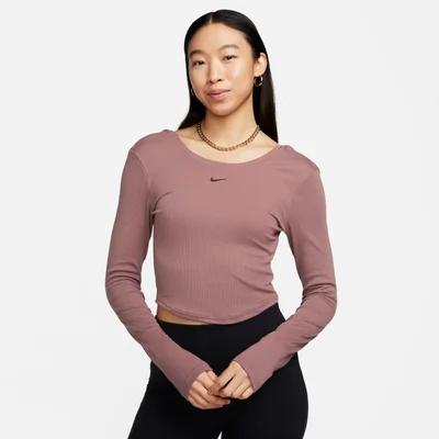 Nike Women's Sportswear Chill Scoop-Back Long-Sleeve Mini-Rib Top