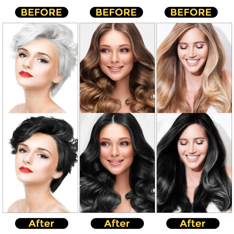 Sminktec Hair Dye Shampoo 3 in 1 for Gray Hair, Herbal Ingredients Natural Shampoo Hair Dye for Women Men (Black) - Image 3