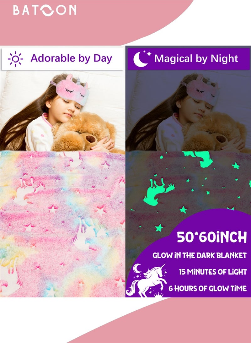 باتون ألعاب يونيكورن للفتيات من سن 4 إلى 12 عامًا، مجموعة صندوق هدايا يونيكورن للفتيات، هدايا للبنات مع بطانية يونيكورن وحقيبة وقناع للعين وأساور، هدايا عيد ميلاد رأس السنة الجديدة وعيد الأطفال للفتيات - Image 3