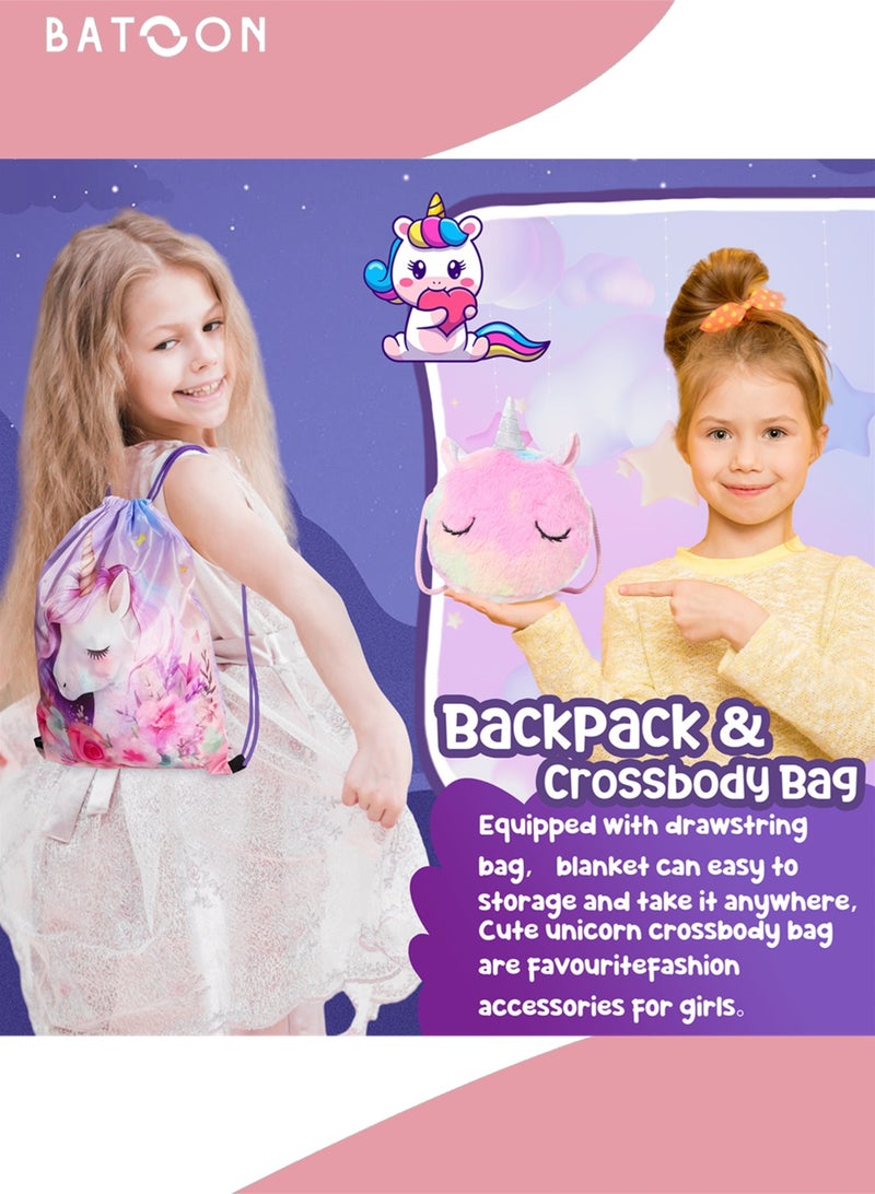 باتون ألعاب يونيكورن للفتيات من سن 4 إلى 12 عامًا، مجموعة صندوق هدايا يونيكورن للفتيات، هدايا للبنات مع بطانية يونيكورن وحقيبة وقناع للعين وأساور، هدايا عيد ميلاد رأس السنة الجديدة وعيد الأطفال للفتيات - Image 4