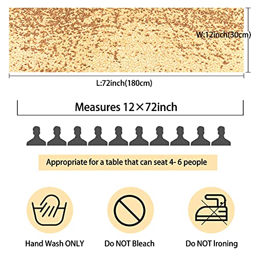 Fivenl 12 Packs 12 X 72 Inch Sequin Table Runner Glitter Dining Table Runner for Birthday Wedding Engagement Bridal Baby Shower Bachelorette Holiday Celebration Party Supplies Decorations (Champagne Gold) - Image 3