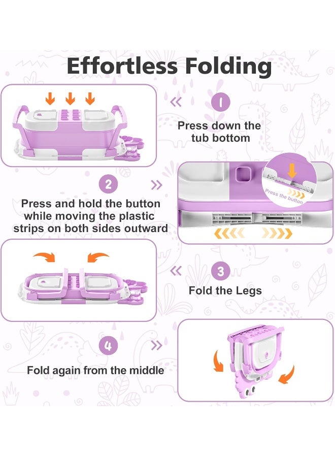 MoreFeel Collapsible Baby Bathtub for Newborn with Thermometer & 1 Hooded Towel & 1 Soft Floating Cushion - Image 4