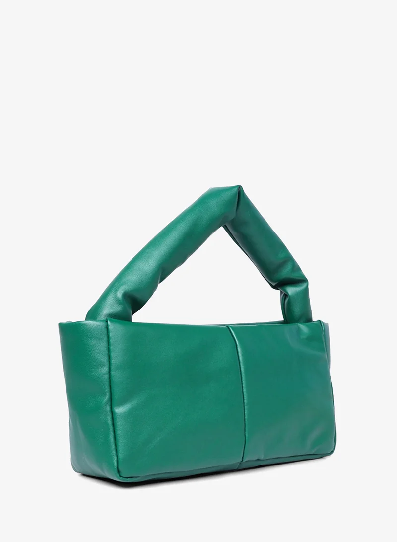 Green Faux Leather Baguette Bag