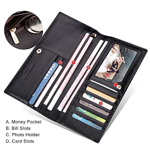 LAORENTOU Genuine Leather Wallet for Men: Bifold with Zipper Coin Pocket, RFID Protected, Slim, Black - Image 3