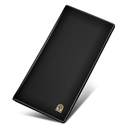 LAORENTOU Genuine Leather Wallet for Men: Bifold with Zipper Coin Pocket, RFID Protected, Slim, Black - Image 1