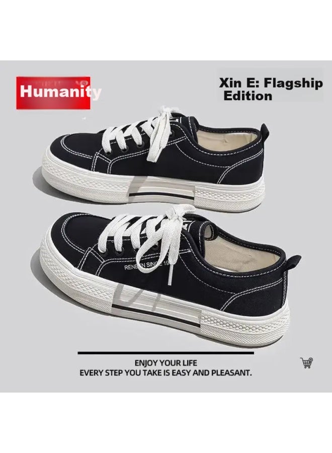 Humanity Renben Canvas Shoes Men's And Women's Breathable Shoes Spring/summer Net Shoes Black Size 43 - Image 1