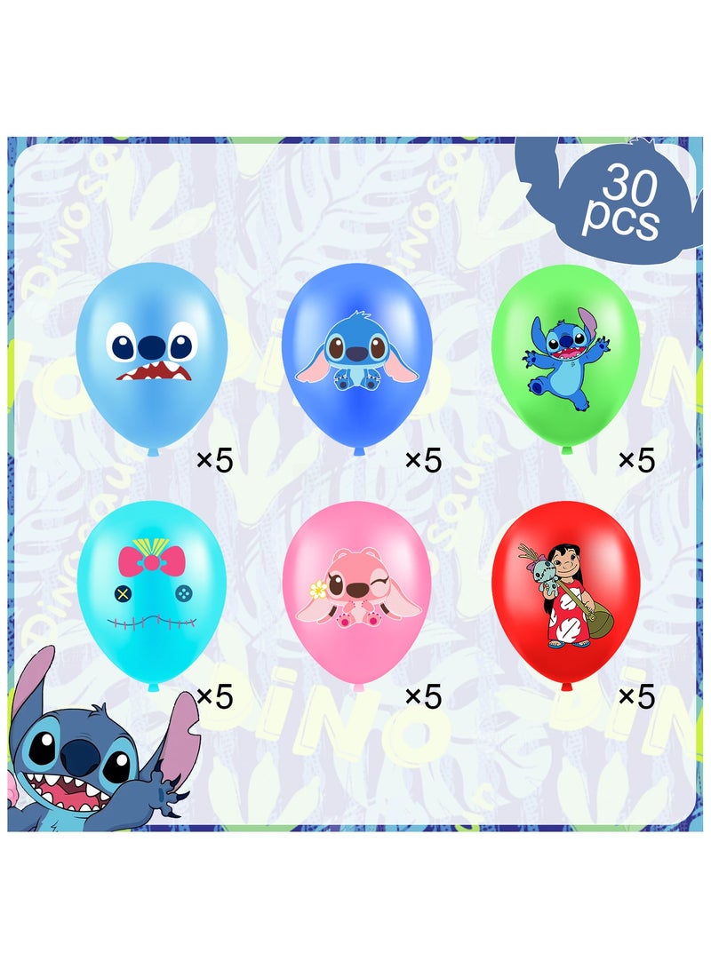 FRUITFUL PARTY Stitch Latex Party Balloons, 30 Pcs Stitch Birthday Balloons for Stitch Birthday Party Supplies, Including 6 Styles and Patterns, Perfect for Stitch Birthday Party Decorations - Image 2
