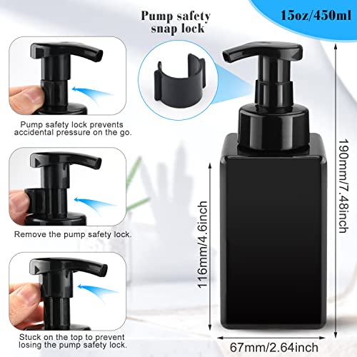 Cositina 3 Pack 15oz/450ml Foaming Soap Dispenser Plastic Foam Pump Bottle Refillable Liquid Soap Container for Shampoo Body Hand Wash Bathroom Kitchen Sink - Black - Image 2