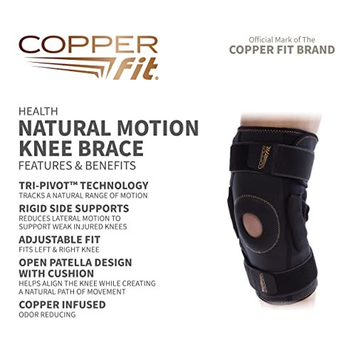 COPPER FIT® Natural Motion Knee Brace, TRI-PIVOT Hinge, Adjustable, One Size Fits Most - Image 2
