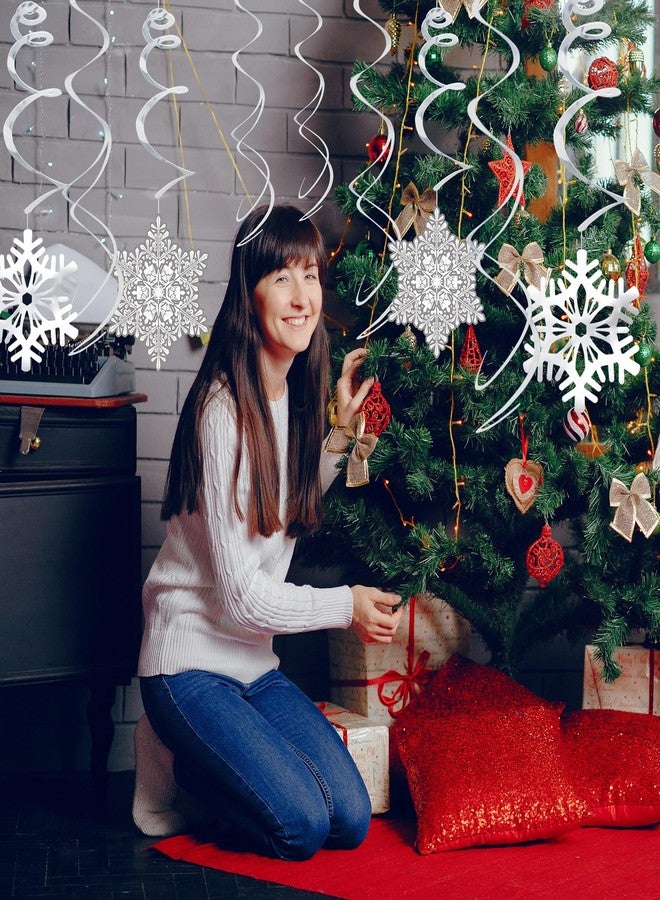 Moon Boat 42Ct Christmas Snowflake Hanging Swirl Decorations from Ceiling - Winter Party Wonderland Xmas Holiday Ornaments - Image 5