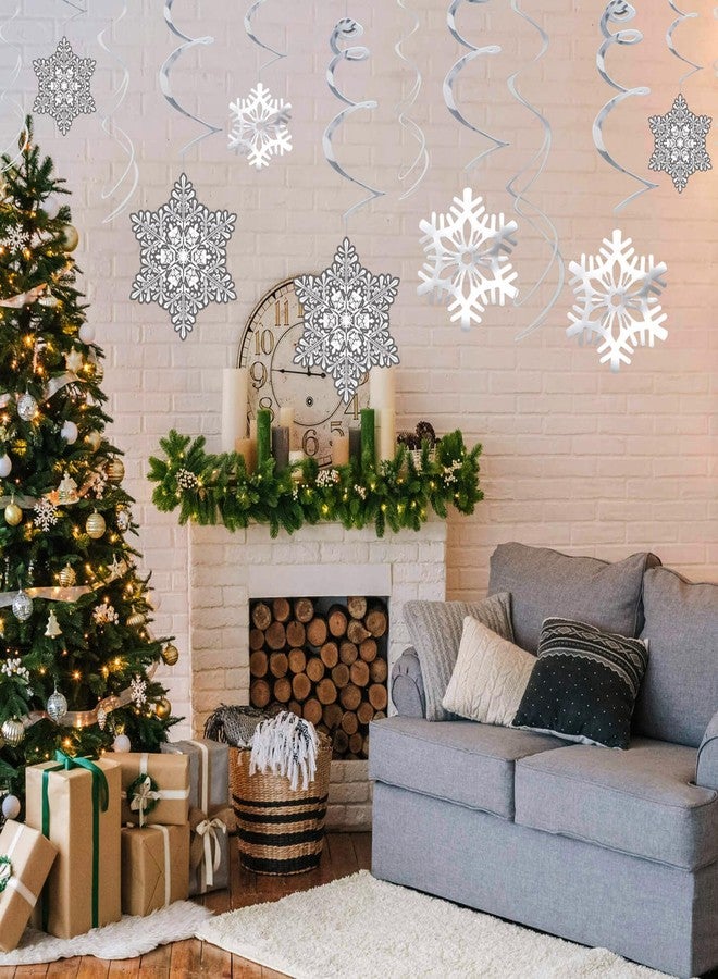 Moon Boat 42Ct Christmas Snowflake Hanging Swirl Decorations from Ceiling - Winter Party Wonderland Xmas Holiday Ornaments - Image 4