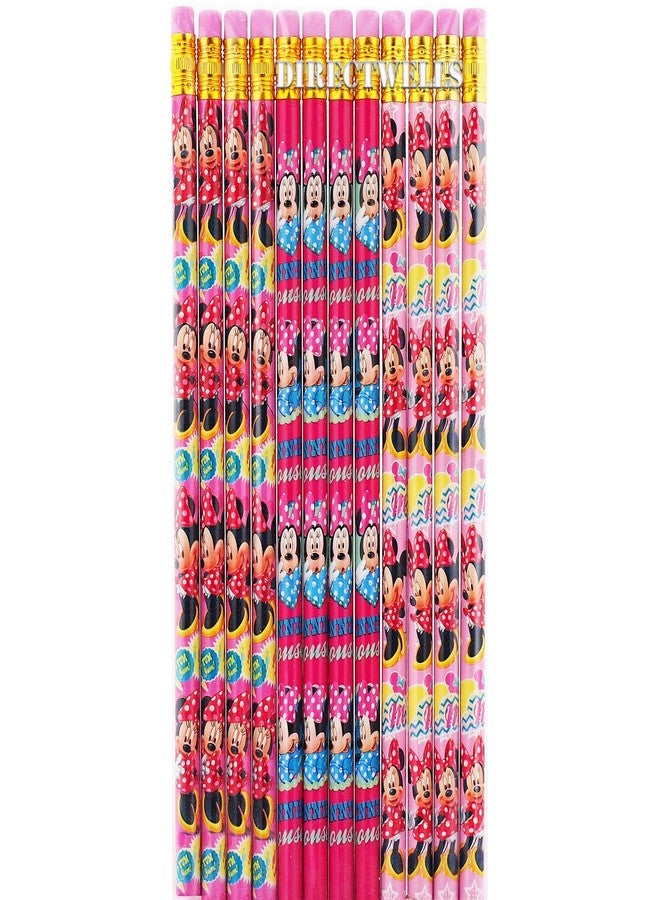 Minnie Disney Minnie Mouse Authentic Licensed 12 Wood Pencils Pack - Image 1