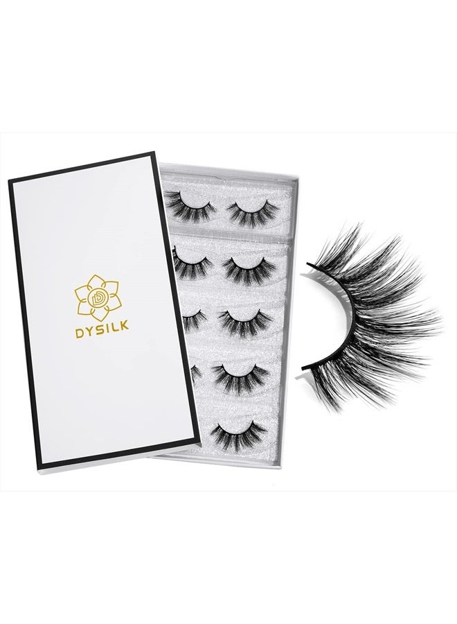 DYSILK Fake Eyelashes Natural Lash - Mink Lashes 5 Pairs 6D Wispy Lash Pack - Eye Lashes Strip Eyelash Extension Kit Reusable False Lashes Natural Look | 002-16mm - Image 1