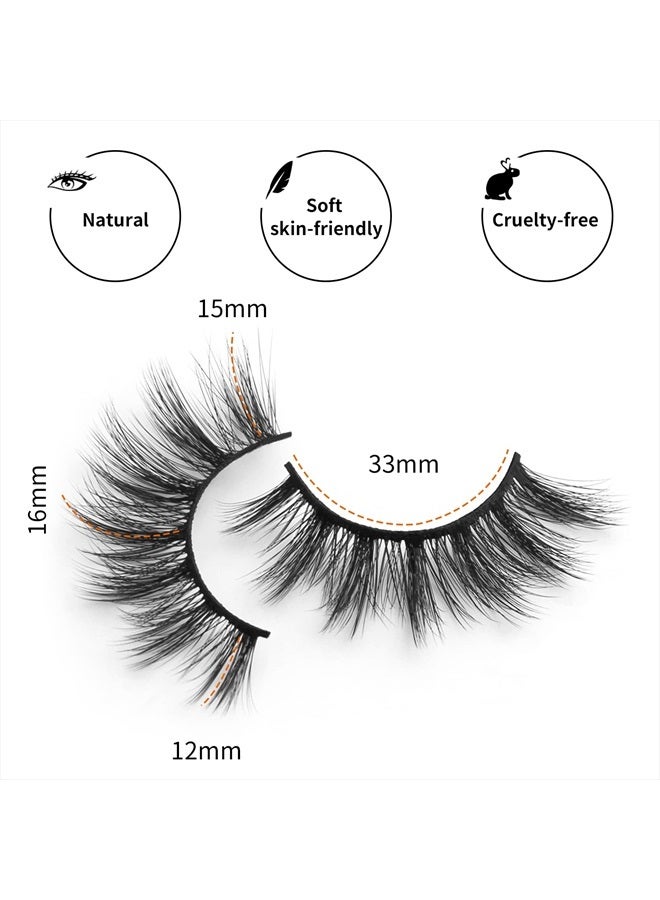 DYSILK Fake Eyelashes Natural Lash - Mink Lashes 5 Pairs 6D Wispy Lash Pack - Eye Lashes Strip Eyelash Extension Kit Reusable False Lashes Natural Look | 002-16mm - Image 3