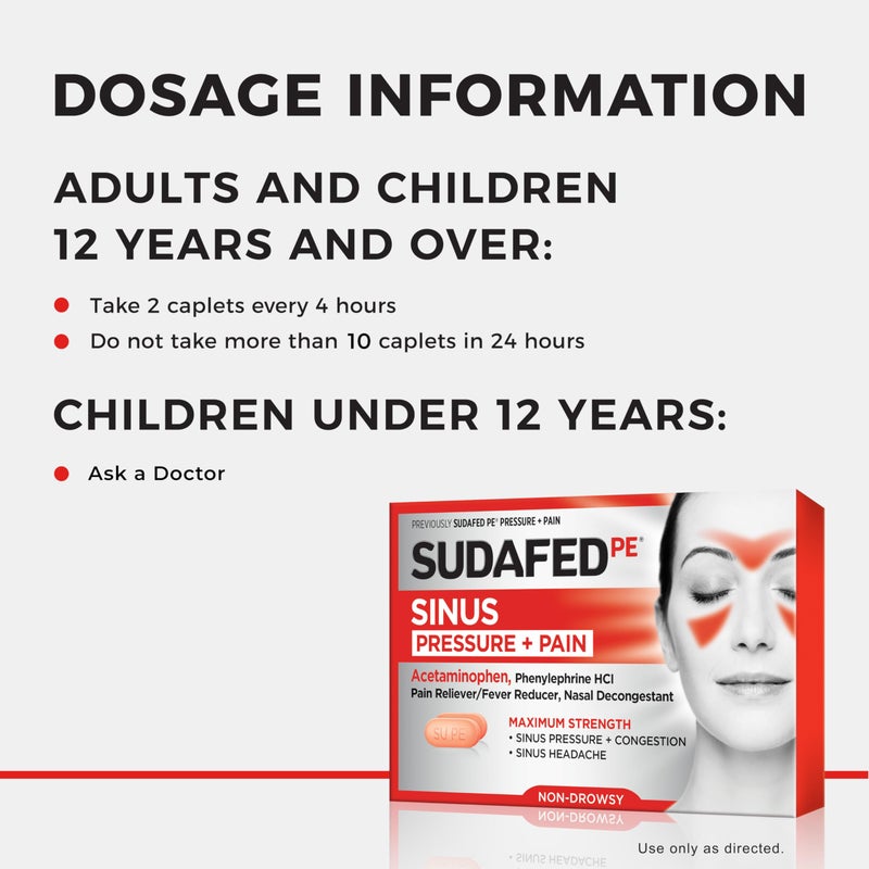 Sudafed أقراص سودافيد بي لتخفيف ضغط الجيوب الأنفية + الألم، أقصى قوة، غير مسبب للنعاس، أسيتامينوفين، مسكن للألم، خافض للحرارة، فينيل إفرين HCl، مزيل احتقان، تخفيف احتقان الجيوب الأنفية؛ 24 حبة؛ عبوة من 1 - Image 3