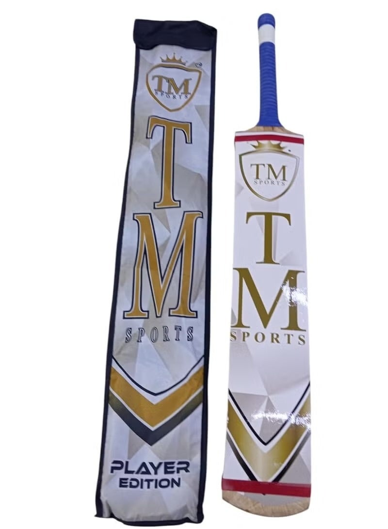 مضرب كريكيت رياضي من إصدار تيمور ميرزا ​​لكرة التنس وكرة كريكيت لاصقة مع غطاء - للمحترفين مع حقيبة غطاء - Image 1