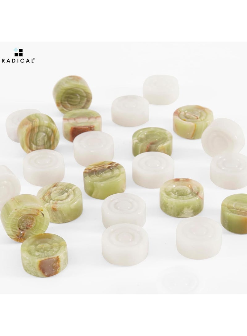 RADICALn Marble Checker Figures 1.25'' Inches White and Green Onyx Handmade Classis Checker Pieces Board Game Draughts Board Game Accessories & Checkers - Image 2