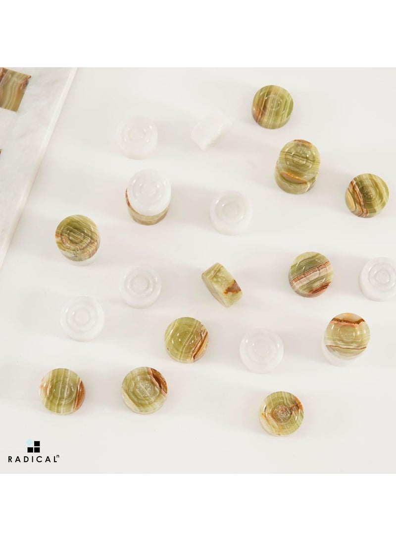RADICALn Marble Checker Figures 1.25'' Inches White and Green Onyx Handmade Classis Checker Pieces Board Game Draughts Board Game Accessories & Checkers - Image 3