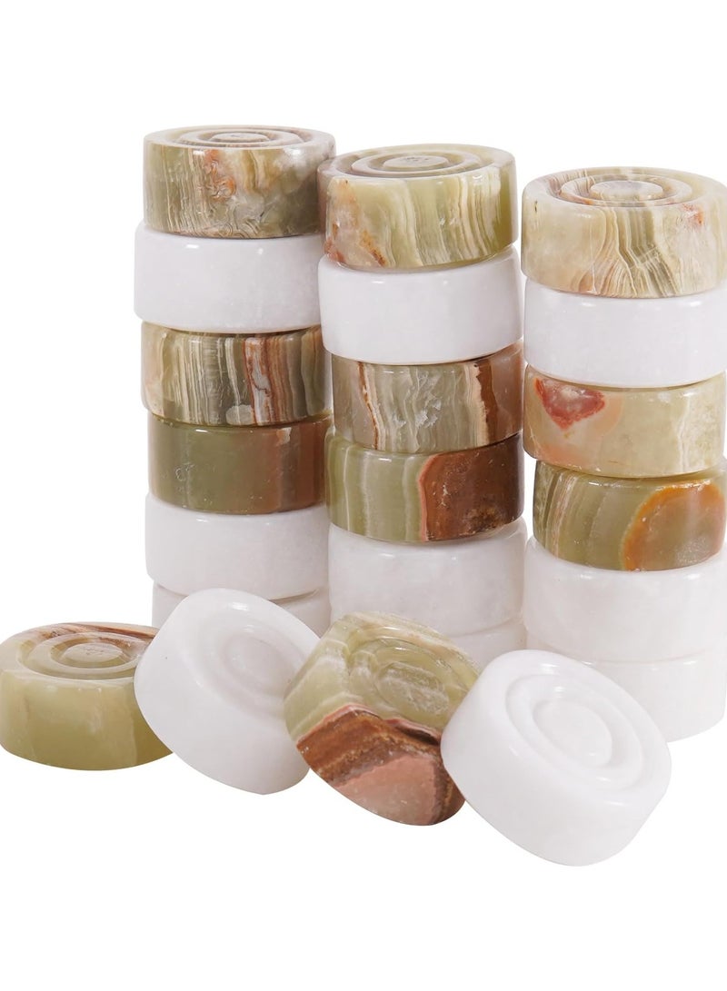 RADICALn Marble Checker Figures 1.25'' Inches White and Green Onyx Handmade Classis Checker Pieces Board Game Draughts Board Game Accessories & Checkers - Image 1