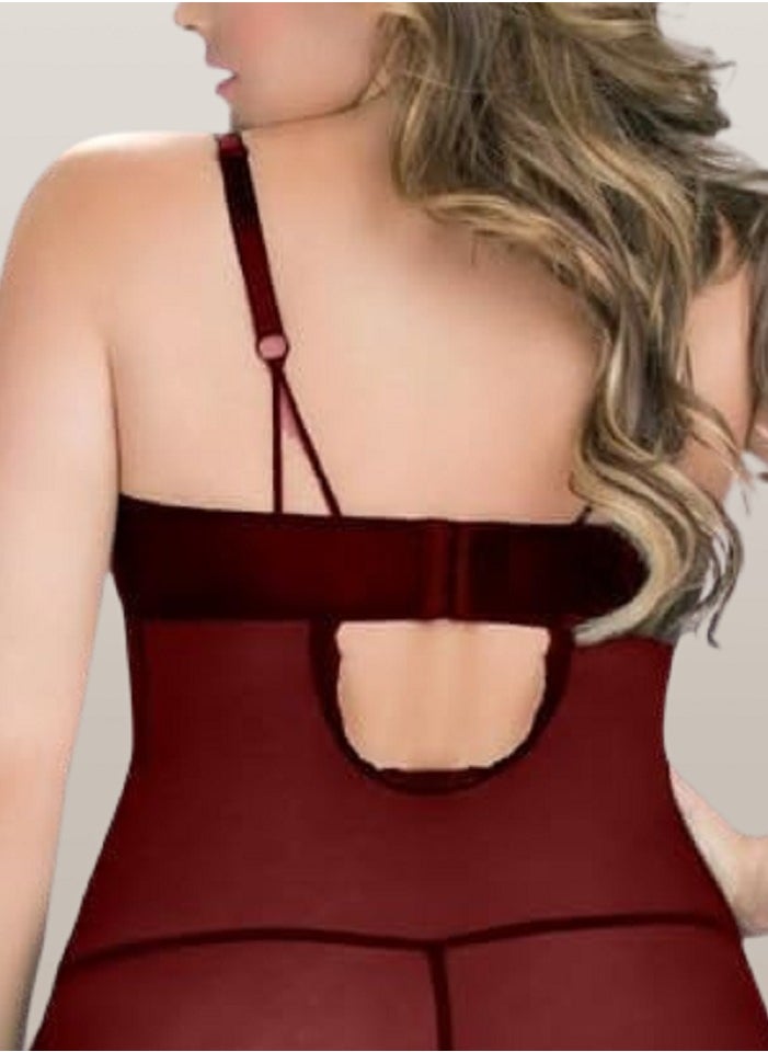MANIKAN - Lingerie for women soft chiffon on the body open on the side with floral lace - Image 1