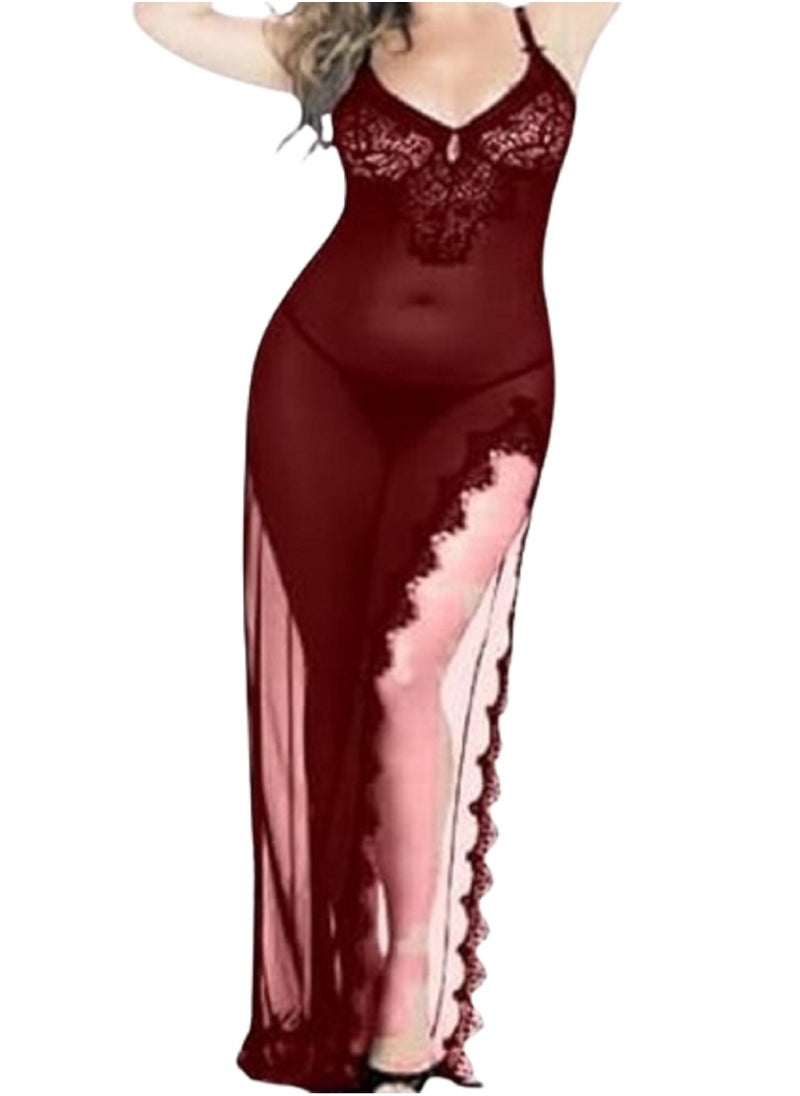 MANIKAN - Lingerie for women soft chiffon on the body open on the side with floral lace - Image 1