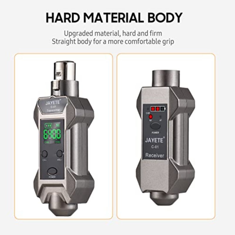 Microphone Converter, C-01 UHF Professional Wired to Wireless Micphone Transmitter and Receiver 500~980MHz Receiving Transmission Compatible with Dynamic/Condenser Microphone with 48V Phantom - Image 5