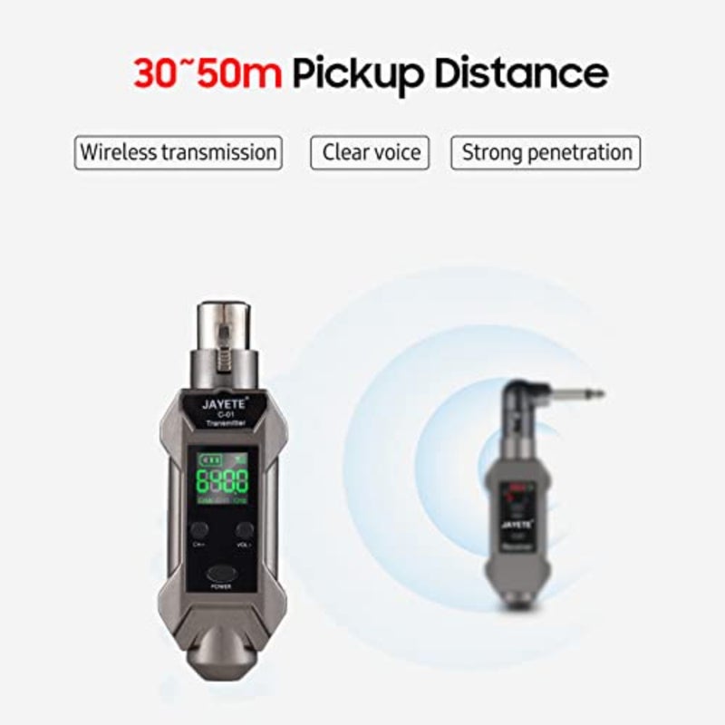 Microphone Converter, C-01 UHF Professional Wired to Wireless Micphone Transmitter and Receiver 500~980MHz Receiving Transmission Compatible with Dynamic/Condenser Microphone with 48V Phantom - Image 4