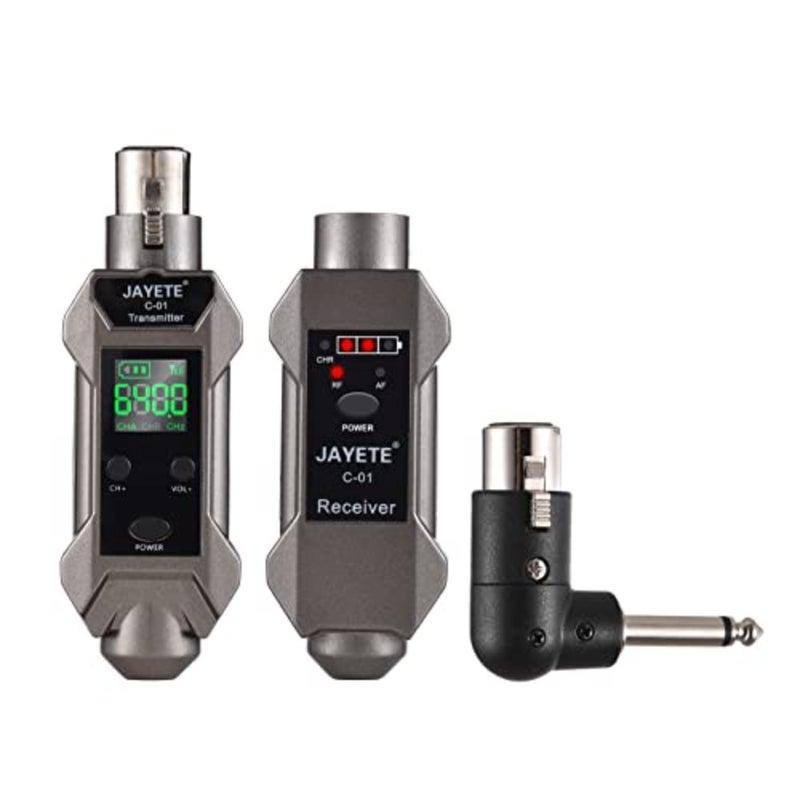 Microphone Converter, C-01 UHF Professional Wired to Wireless Micphone Transmitter and Receiver 500~980MHz Receiving Transmission Compatible with Dynamic/Condenser Microphone with 48V Phantom - Image 1