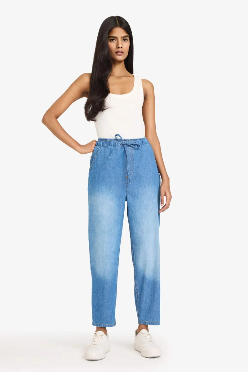 Defacto High Waist Ankle Length Washed Soft Jeans