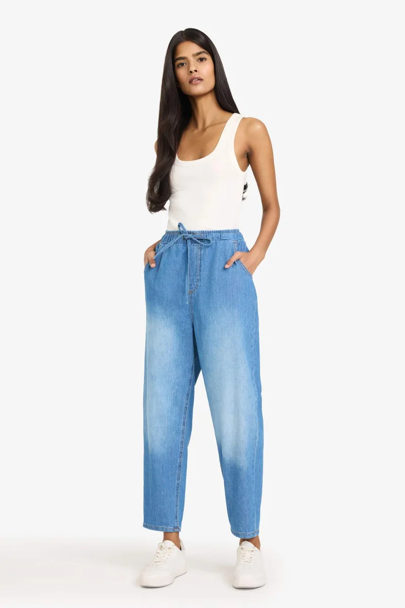 Defacto High Waist Ankle Length Washed Soft Jeans