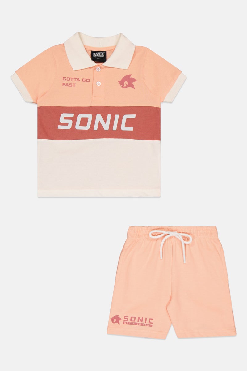 Sonic The Hedge Toddlers Boy 2 Pieces Short Sleeve Colorblock Polo Shirt And Shorts Set, Multicolor - Image 3