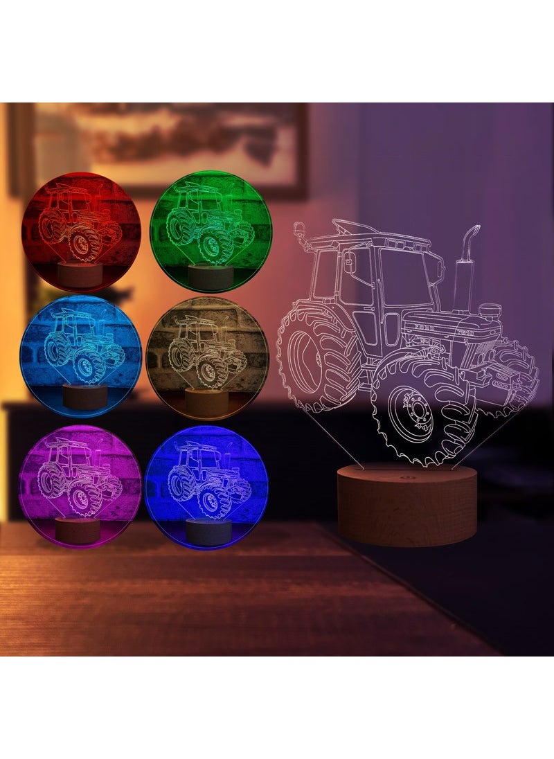 By-Lamp Tractor LED Table Lamp Wooden Base 7 Different Light Colors  - Image 2