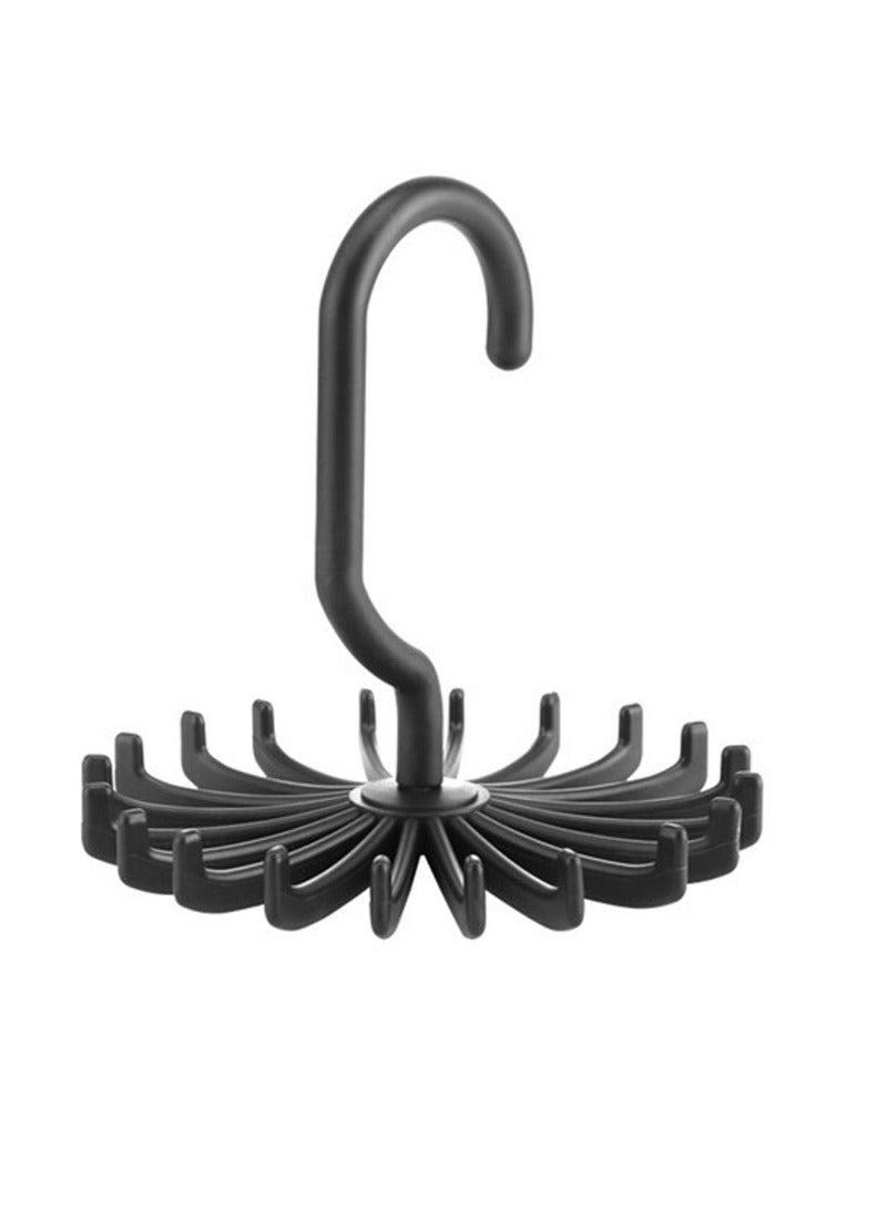 360 Degree Twirl Ties Rack Organizer Belt Hanger Hook for Closet Organizer Storage, Black  - Image 1