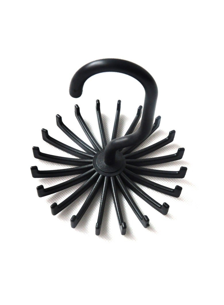 360 Degree Twirl Ties Rack Organizer Belt Hanger Hook for Closet Organizer Storage, Black  - Image 2