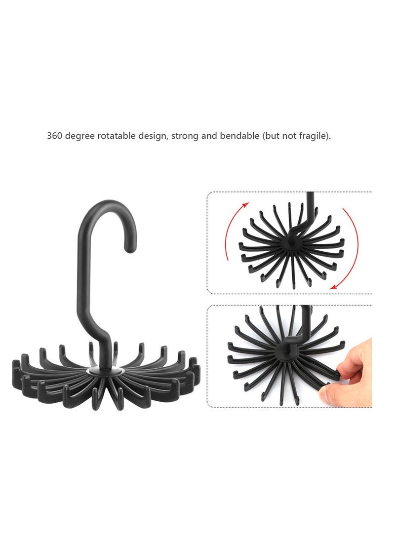 360 Degree Twirl Ties Rack Organizer Belt Hanger Hook for Closet Organizer Storage, Black  - Image 3