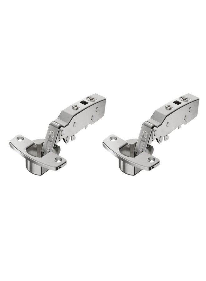 Hettich Sensys 8631i Soft Close 9.5 Crank Thick Door Hinge with Mounting Plate | Nickel Plated | for 15-32mm Doors | Screw-On Overlay | 1 Year Surface Warranty | Pack of 1 (2 Hinges) - Image 1