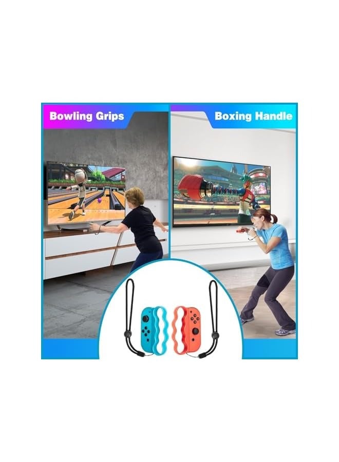 بروماس مجموعة ملحقات رياضية 16 في 1 لألعاب نينتندو سويتش مع محطة تنظيم، تتضمن نوادي الجولف ومضارب التنس والسيف ومقابض الملاكمة وأشرطة المعصم وحزام الساق وحقيبة بطاقات الألعاب - Image 4