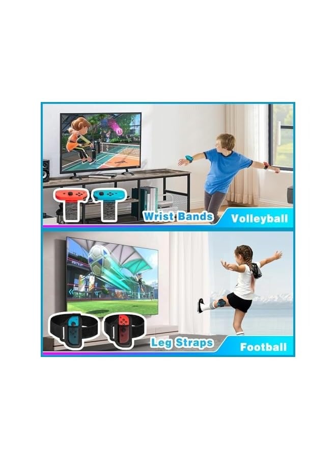 بروماس مجموعة ملحقات رياضية 16 في 1 لألعاب نينتندو سويتش مع محطة تنظيم، تتضمن نوادي الجولف ومضارب التنس والسيف ومقابض الملاكمة وأشرطة المعصم وحزام الساق وحقيبة بطاقات الألعاب - Image 3