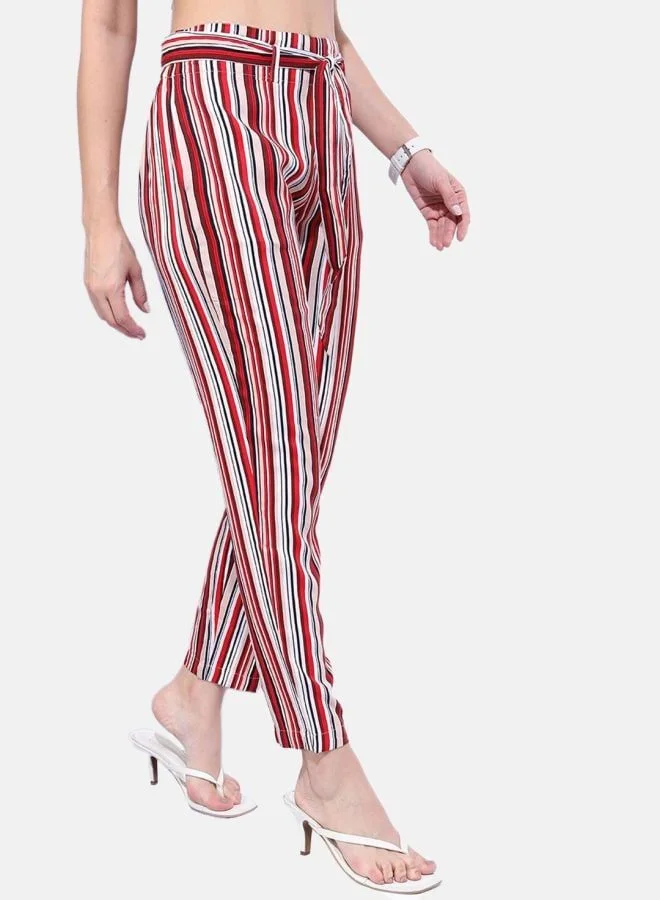 Freehand Women Tapered Stripe High Rise Pant