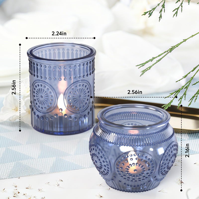 AltarreT 24 Pcs Blue Votive Candle Holders for Table Centerpiece, Vintage Glass Candle Holder Set for Wedding Decor Home Party Decoration - Image 2