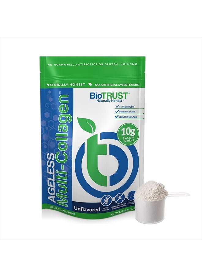 BioTrust Ageless Multi Collagen Peptides Powder – 5 Types (I, II, III, V, X) – Unflavored Collagen Powder for Women & Men – Hydrolyzed Protein – Grass Fed Beef, Fish, Chicken, Eggshell Membrane  - Image 1