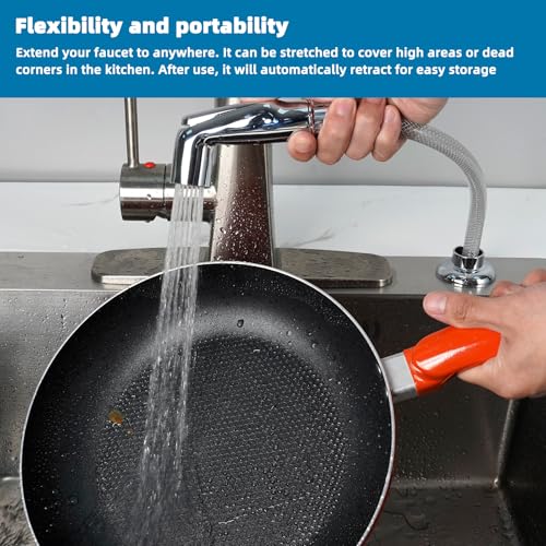 iFealClear Universal Kitchen Side Sprayer Compatible with Moen Faucet, Kitchen Sink Faucet Sprayer Replacement with Quick Connector/Hose/Holder, Pull Out Sink Sprayer Head, Easy to Install, Chrome - Image 2