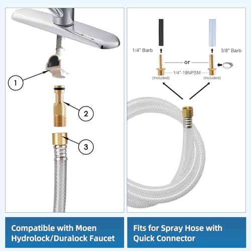 iFealClear Universal Kitchen Side Sprayer Compatible with Moen Faucet, Kitchen Sink Faucet Sprayer Replacement with Quick Connector/Hose/Holder, Pull Out Sink Sprayer Head, Easy to Install, Chrome - Image 4
